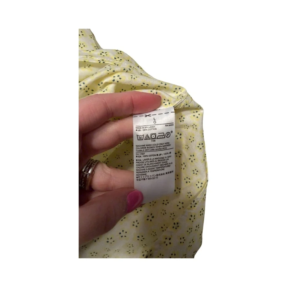 Banana Republic Mens L Short Sleeve Floral Button Down Shirt Standard Fit Yellow